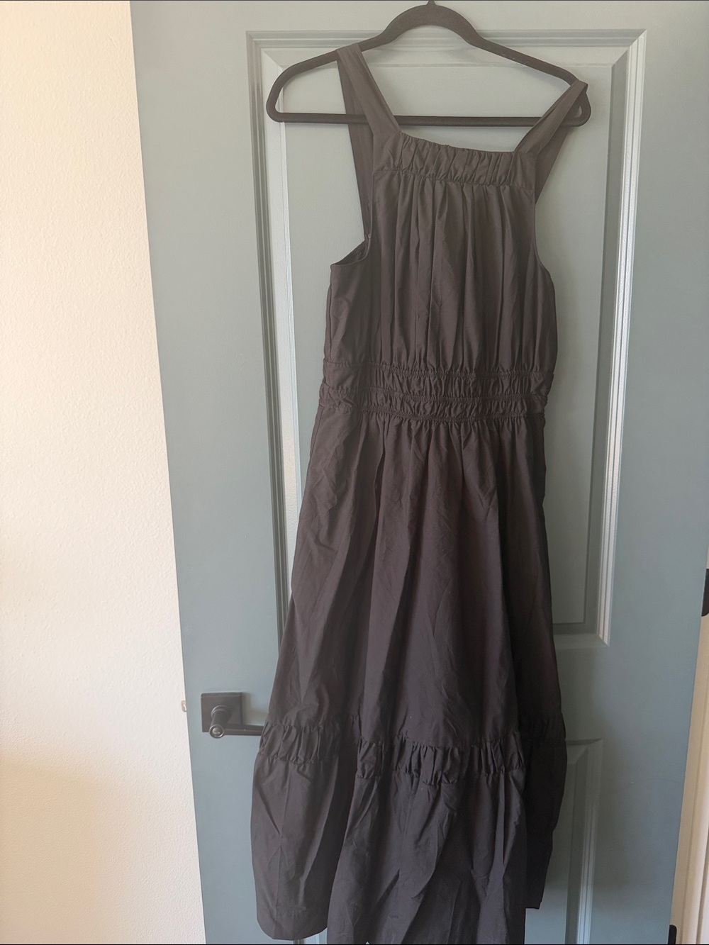 by Anthropologie Classic Black Smocked Waist Maxi Dress
